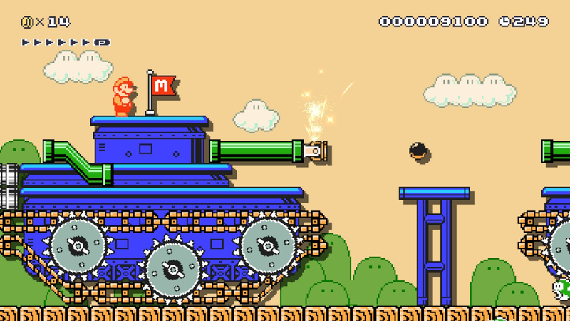 Illustration for article titled A Mario Maker Level Where Mario Has Post-War PTSD